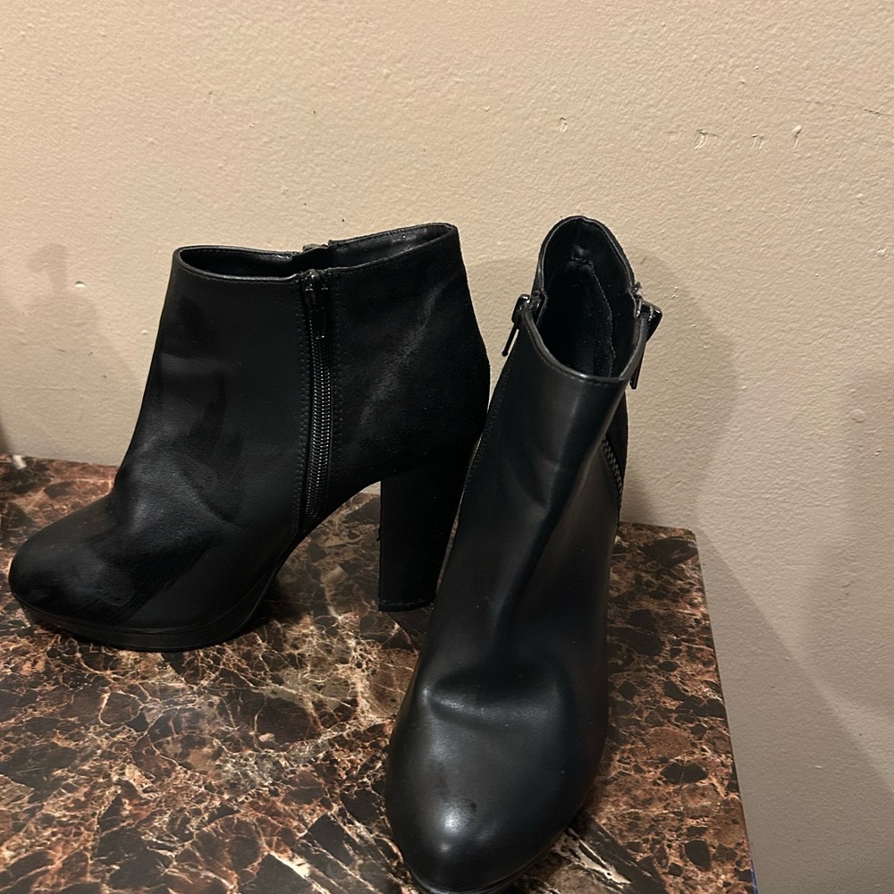 Call It Spring Black Ankle Boots with chunky 4 inch heel- 8.5